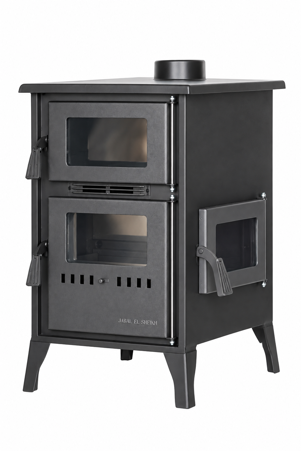 Camping Wood Stove, 3-Sided Glass - With Fan & Oven