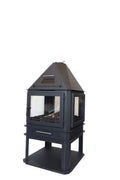 Four-Sided Glass Wood Chimney with Oven - 65 cm