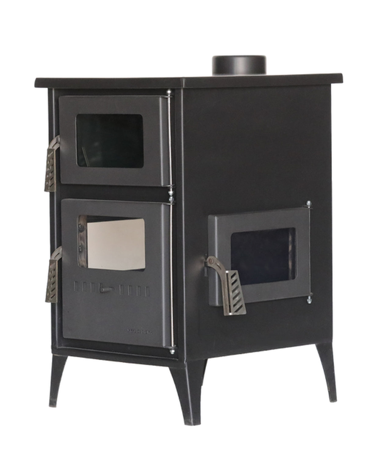 Camping Wood Stove, 3-Sided Glass - With Oven